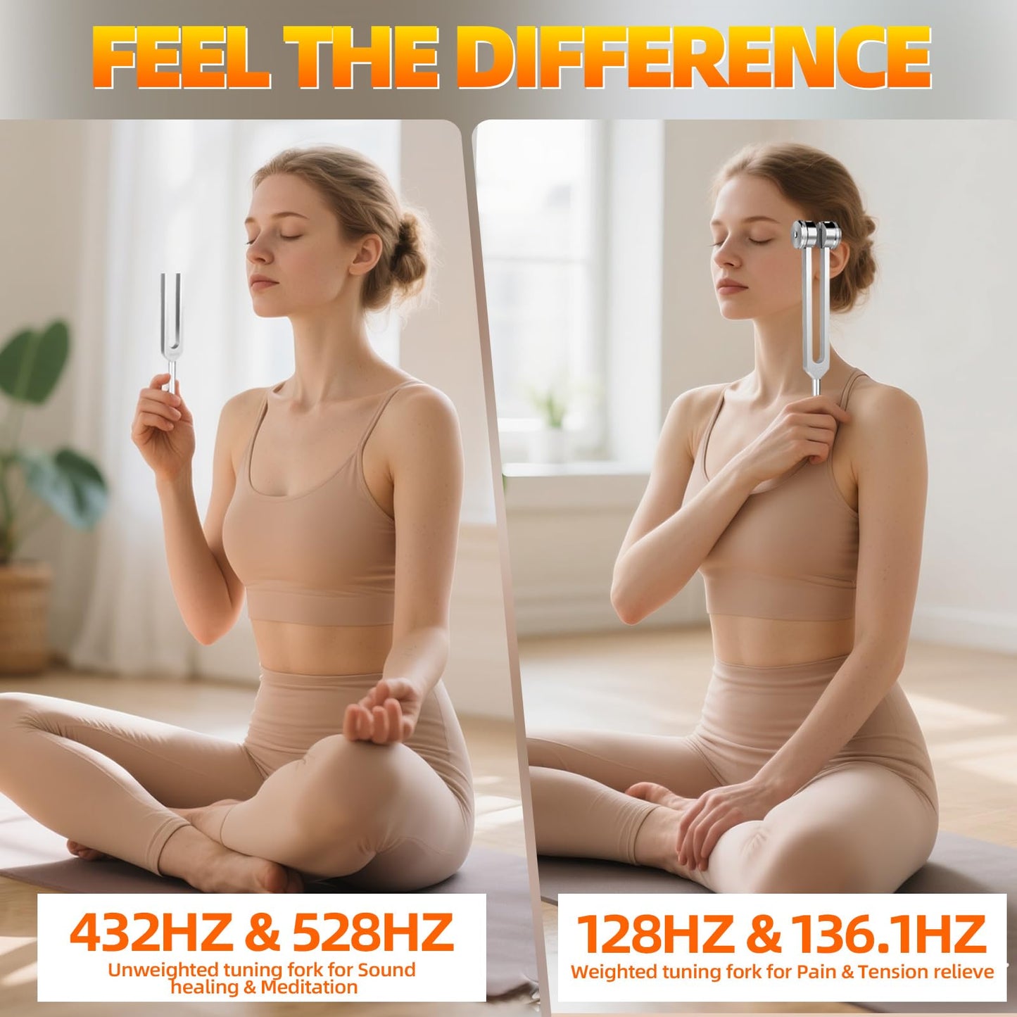 CBCJIEHUXL Tuning Forks for Healing Set — 528Hz, 432Hz, 136.1Hz, 128Hz | Chakra Balance & Sound Therapy