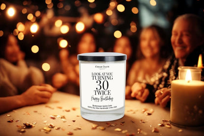 Cedar Crate Market 60th Birthday Gift Candle - Funny Buttercream Vanilla Soy Wax, Handmade USA