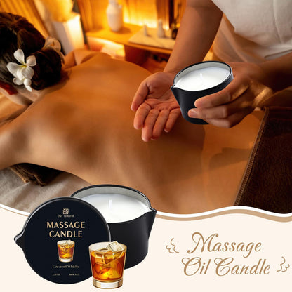 3 Pack Massage Oil Candles 2.35oz – Eucalyptus Mint, Cedar Sandalwood, Caramel Whisky