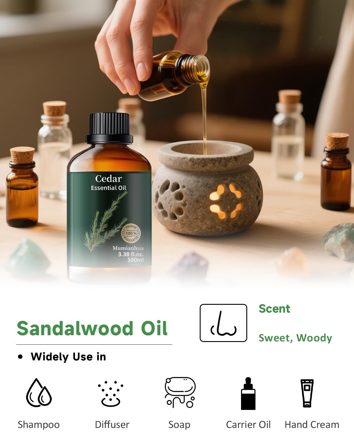 Cedarwood Essential Oil for Bedtime & Pillow Mist – Relaxation & Aromatherapy (3.38 Fl Oz)