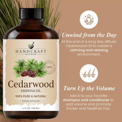 Handcraft Blends Cedarwood Essential Oil – 4 oz – 100% Pure & Natural | Premium Grade