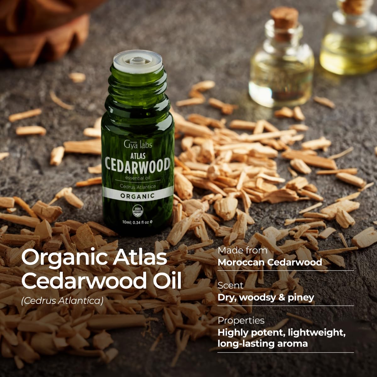 Gya Labs Organic Cedarwood Essential Oil 0.34 fl oz | Skin, Hair, Diffuser & DIY Candles
