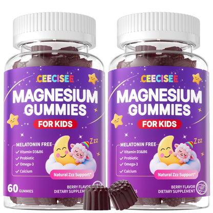 CEECISEE Magnesium Gummies for Kids 4+ | Organic Chewable Magnesium with B6, D3, Zinc + L-Theanine | Zzz Aid