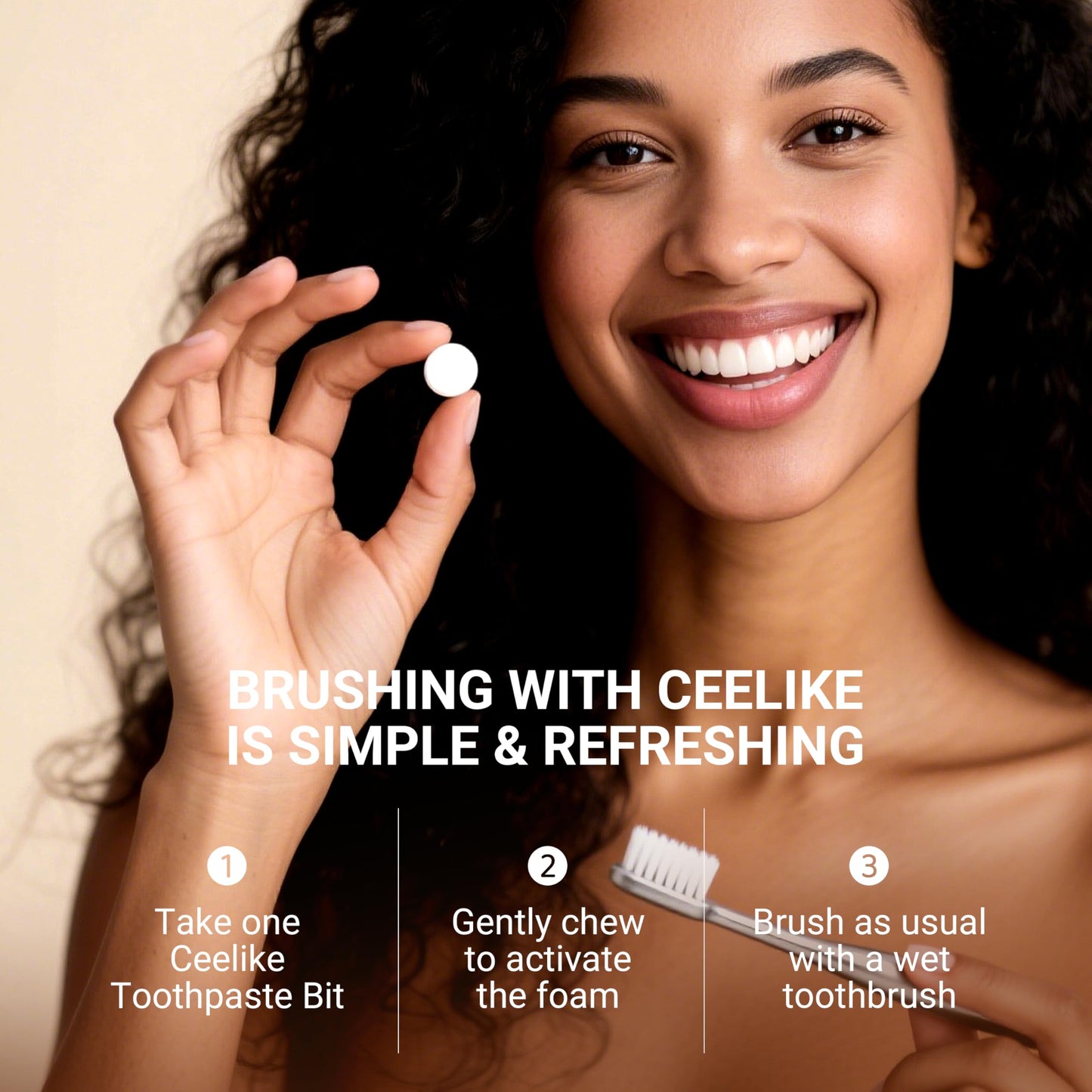 CEELIKE 5% Hydroxyapatite Toothpaste Tablets – Natural Cleaning & Enamel Strength (62 Count)