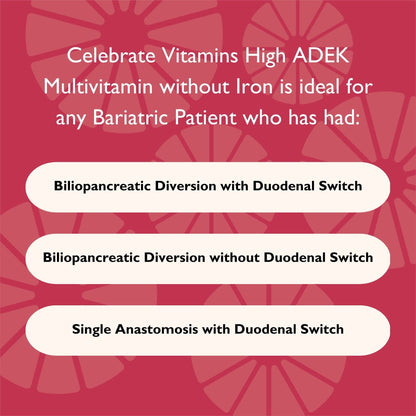 Celebrate Vitamins Multi ADEK Chewables Iron Free | Bariatric Multivitamin 60 Tablets