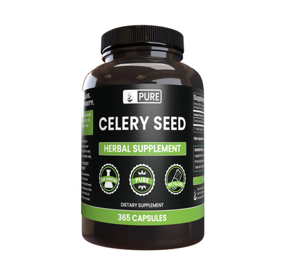 Pure Celery Seed Capsules (365) – No Magnesium Or Rice Fillers | Lab Verified