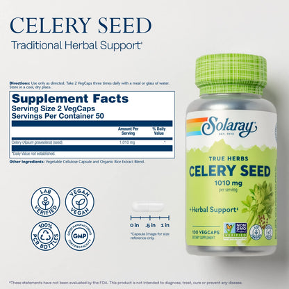 Solaray Celery Seed 505mg | 100 Vegetarian Capsules