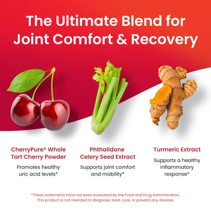 3-in-1 Tart Cherry Capsules with Turmeric & Celery Seed for Joints & Uric Acid Support | 60 Veggie Capsules | Made in USA