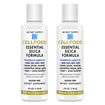 Cellfood Essential Silica Anti-Aging Formula – 4 oz, 2 Pack | Supports Bones, Joints, Hair, Skin, Nails