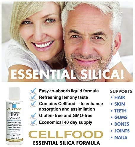Cellfood Essential Silica Anti-Aging Formula – 4 oz, 2 Pack | Supports Bones, Joints, Hair, Skin, Nails