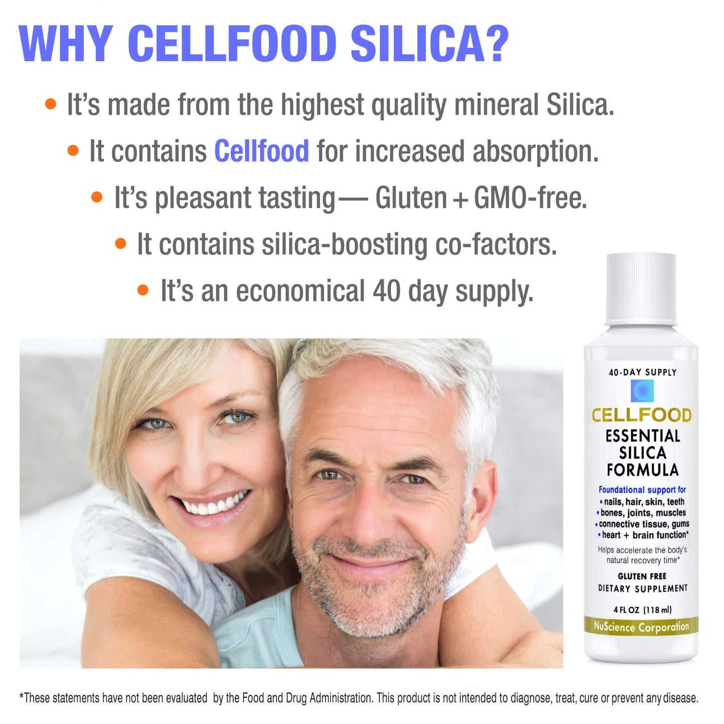Cellfood Essential Silica Anti-Aging Formula – 4 oz, 2 Pack | Supports Bones, Joints, Hair, Skin, Nails