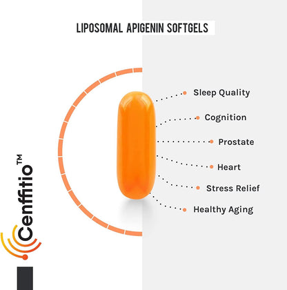 Cenffitio Liposomal Apigenin 500mg Softgels — Enhanced Absorption with Fisetin, Quercetin & Theaflavins (4-Month Supply)