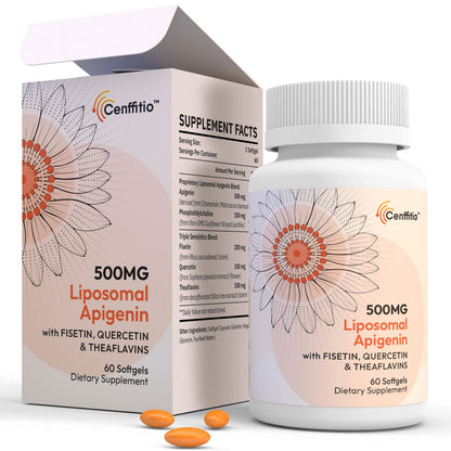 Cenffitio Liposomal Apigenin 500mg Softgels - Sleep Support & Senolytics (60 ct)