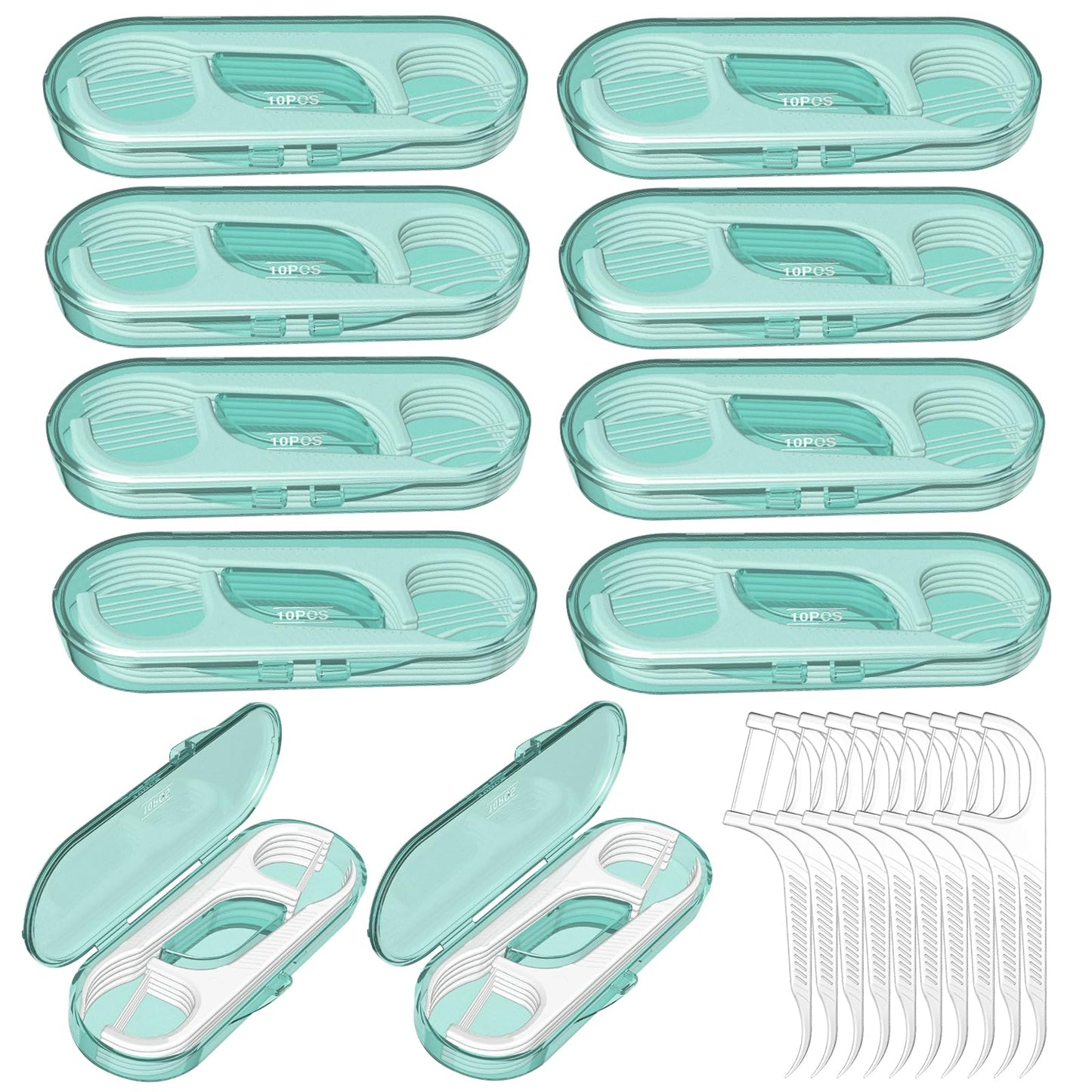 Ceonam 10-Pack Flosser Dispenser – Portable Floss Picks with Travel Case