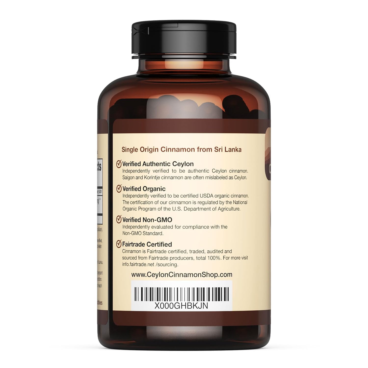 Ceylon Cinnamon Shop: Organic Ceylon Cinnamon Supplement, 180 Capsules (3 Month Supply)