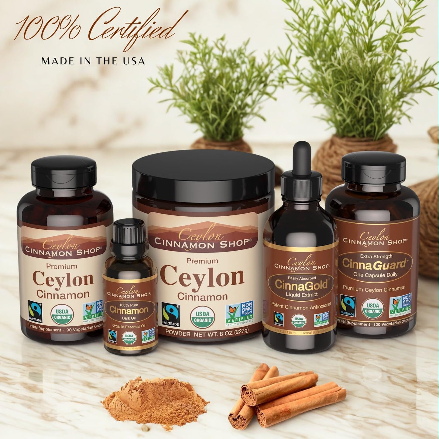 Ceylon Cinnamon Shop: Organic Ceylon Cinnamon Supplement, 180 Capsules (3 Month Supply)