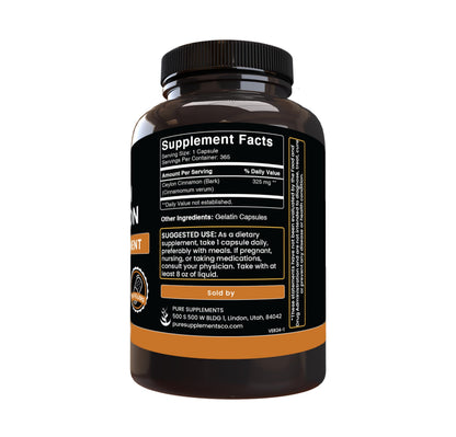 Pure Original Ceylon Cinnamon (365 Capsules) – No Magnesium or Rice Fillers