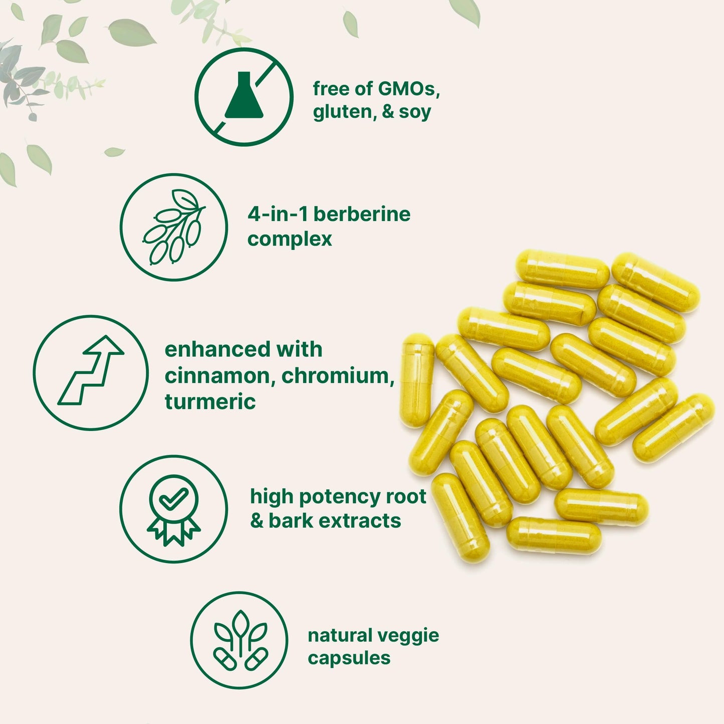 Berberine with Cinnamon, Chromium & Turmeric – 3,000mg (240 Veggie Caps)