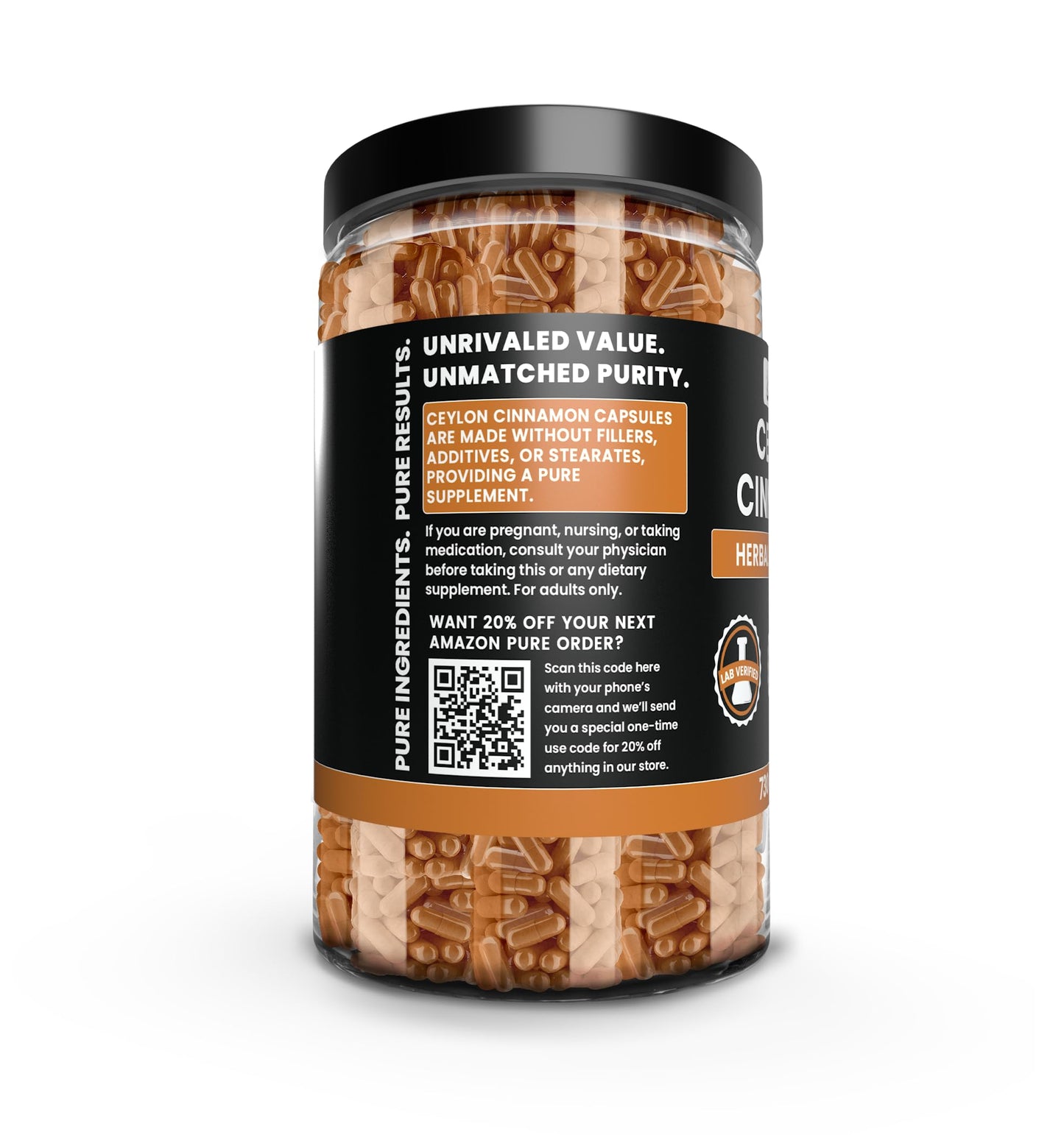 Ceylon Cinnamon Capsules 730 – Pure, Original Ingredients, Lab Verified