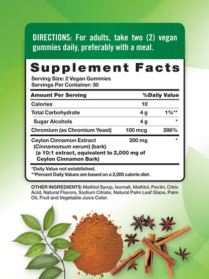 Nature's Truth Ceylon Cinnamon Gummies – 2000mg, Sugar Free, 60 Count, Vegan & Gluten Free