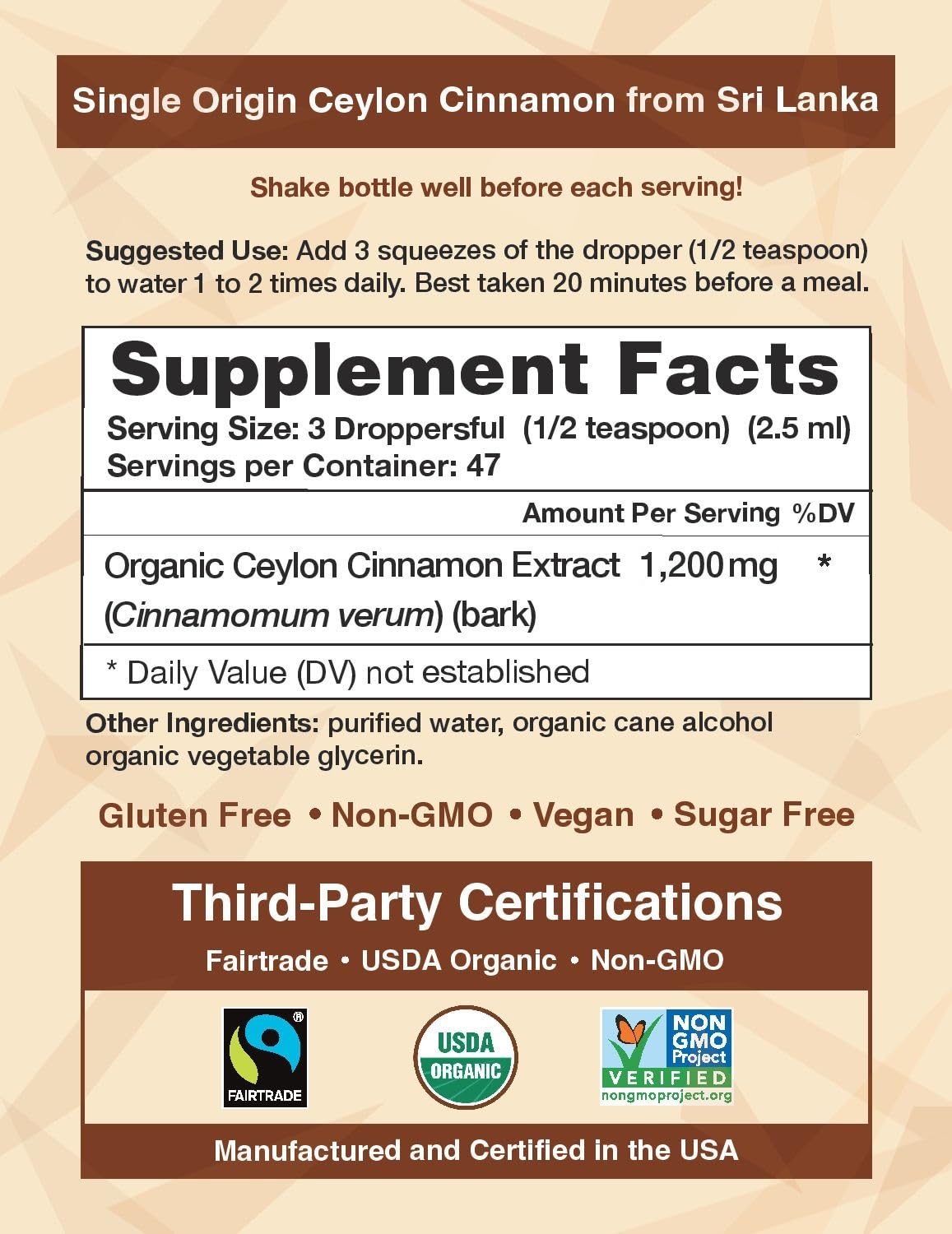Ceylon Cinnamon Shop CinnaGold™ Organic Ceylon Cinnamon - 4 oz High-Potency Liquid Extract (100% Certified) – Super Antioxidant