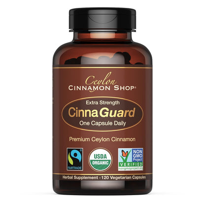 Ceylon Cinnamon Shop CinnaGuard Organic Cinnamon 2500mg – Extra Strength, 120 Count
