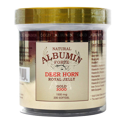 CGMLABS Natural Albumin Forte Deer Horn Royal Jelly – 1500mg/200 Softgels