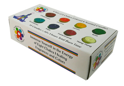 Chakra Colored & Scented Tealight Candles - 16 Pcs, 60+ Hours Burn Time