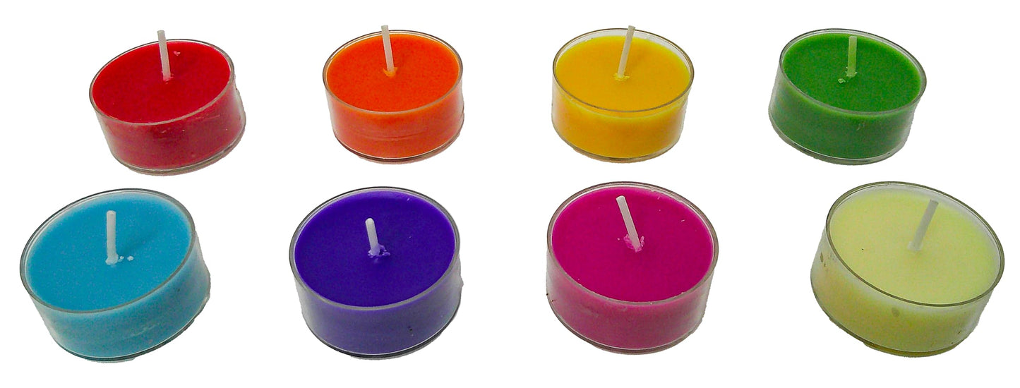 Chakra Colored & Scented Tealight Candles - 16 Pcs, 60+ Hours Burn Time