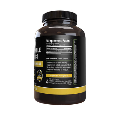 Chamomile Extract 365 Capsules – Pure Original Ingredients, No Fillers, Lab Verified