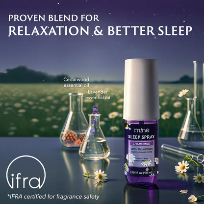 Chamomile Inspired Sleep Spray with Melatonin – Relaxing Lavender & Cedarwood Pillow Mist