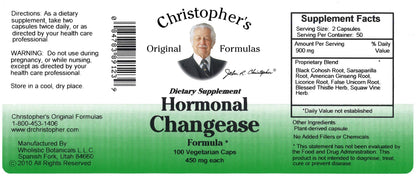 Christopher's Original Formulas Hormonal Changease Formula – 450 mg | 100 Vegetarian Capsules – Herbal Menopause Support