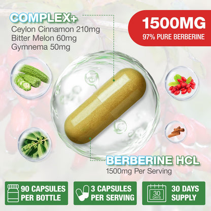 CHANUBITO Berberine 1500mg HCl 97% Purity – Premium 2-Pack, Non-GMO Vegan