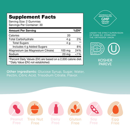 Chapter One Magnesium Gummies – Raspberry & Mango, 60 Gummies, Kosher