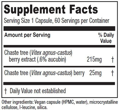 Vitanica Chaste Tree Berry Extract - Vitex for Hormone Balance & Menstrual Support (60 Capsules)