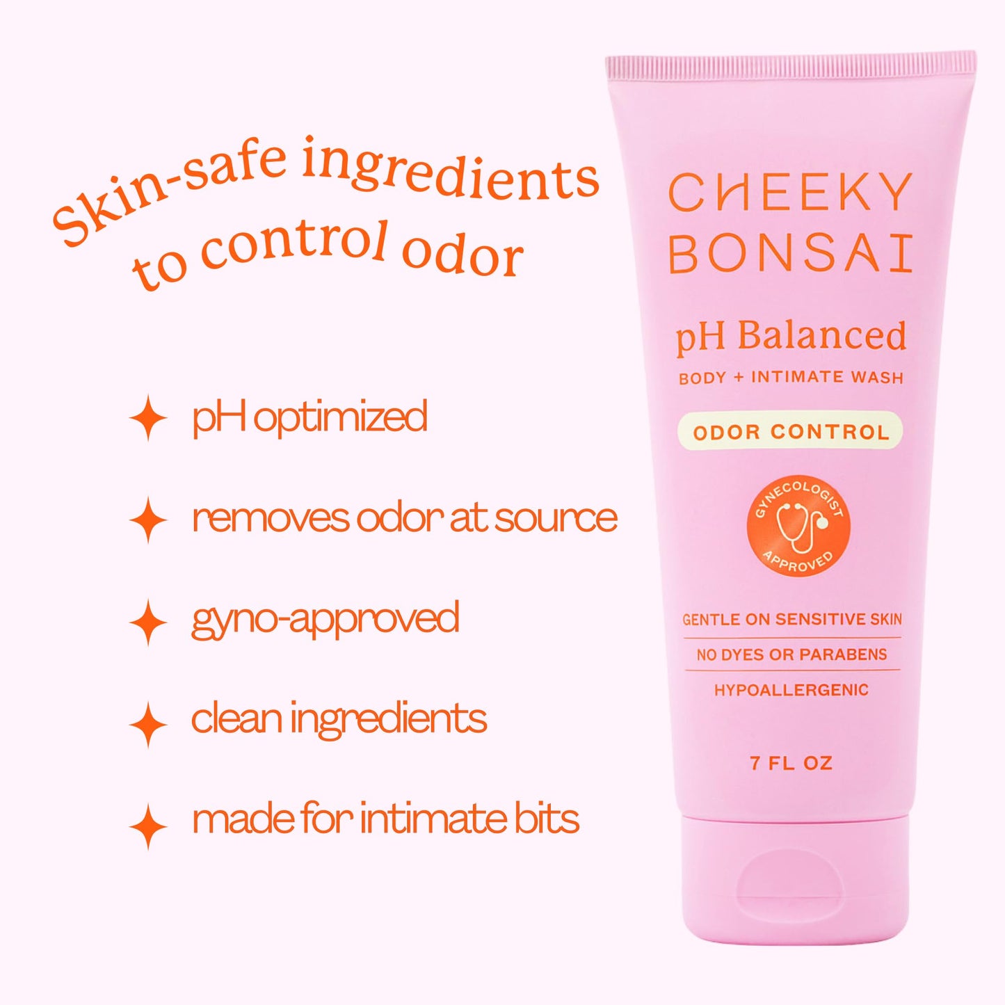 Cheeky Bonsai pH Balanced Feminine Wash for Women – Odor Control & Gentle on Sensitive Skin, 7 oz