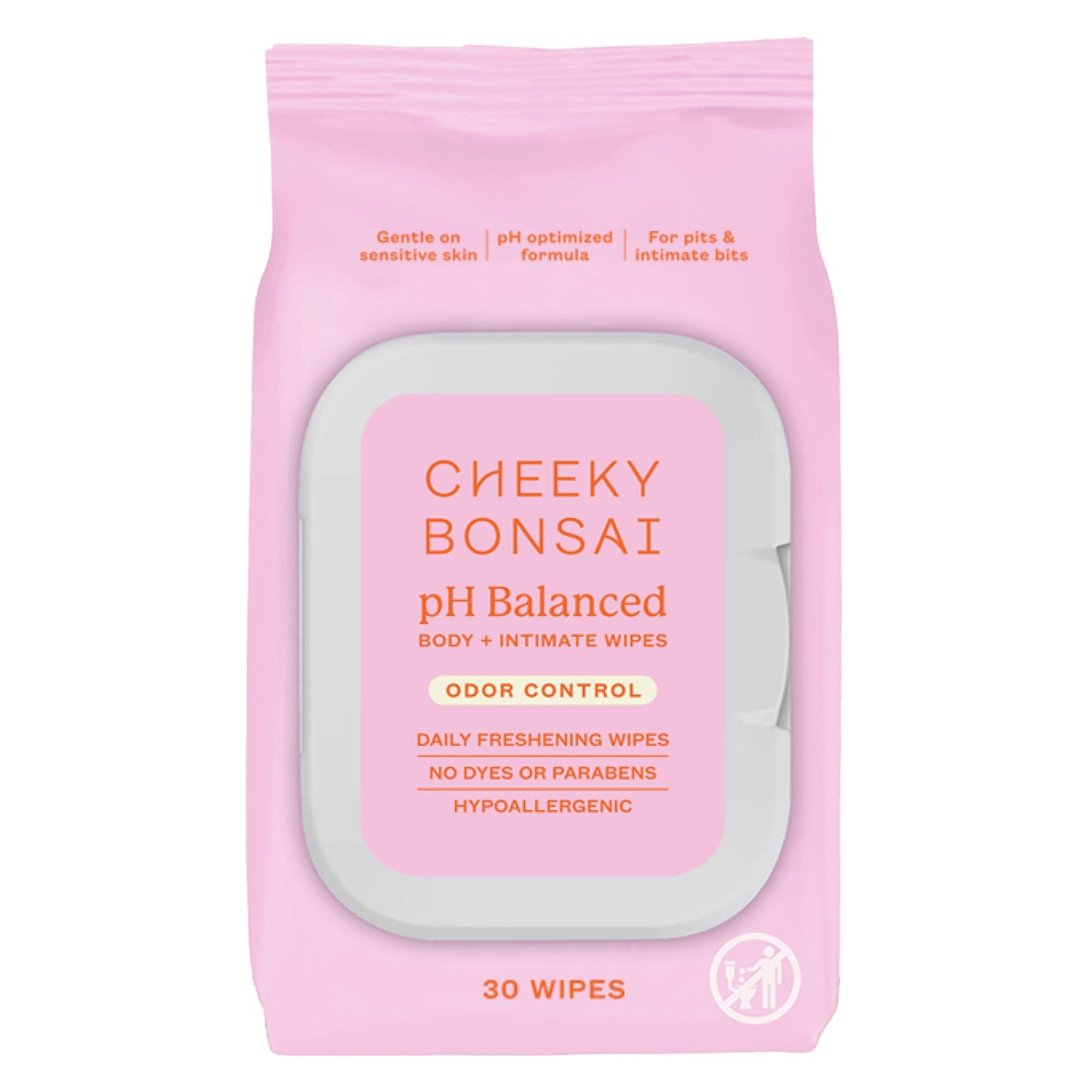 Cheeky Bonsai pH Balanced Feminine Wipes – Odor Control, Sensitive-Skin Friendly (30 Count)