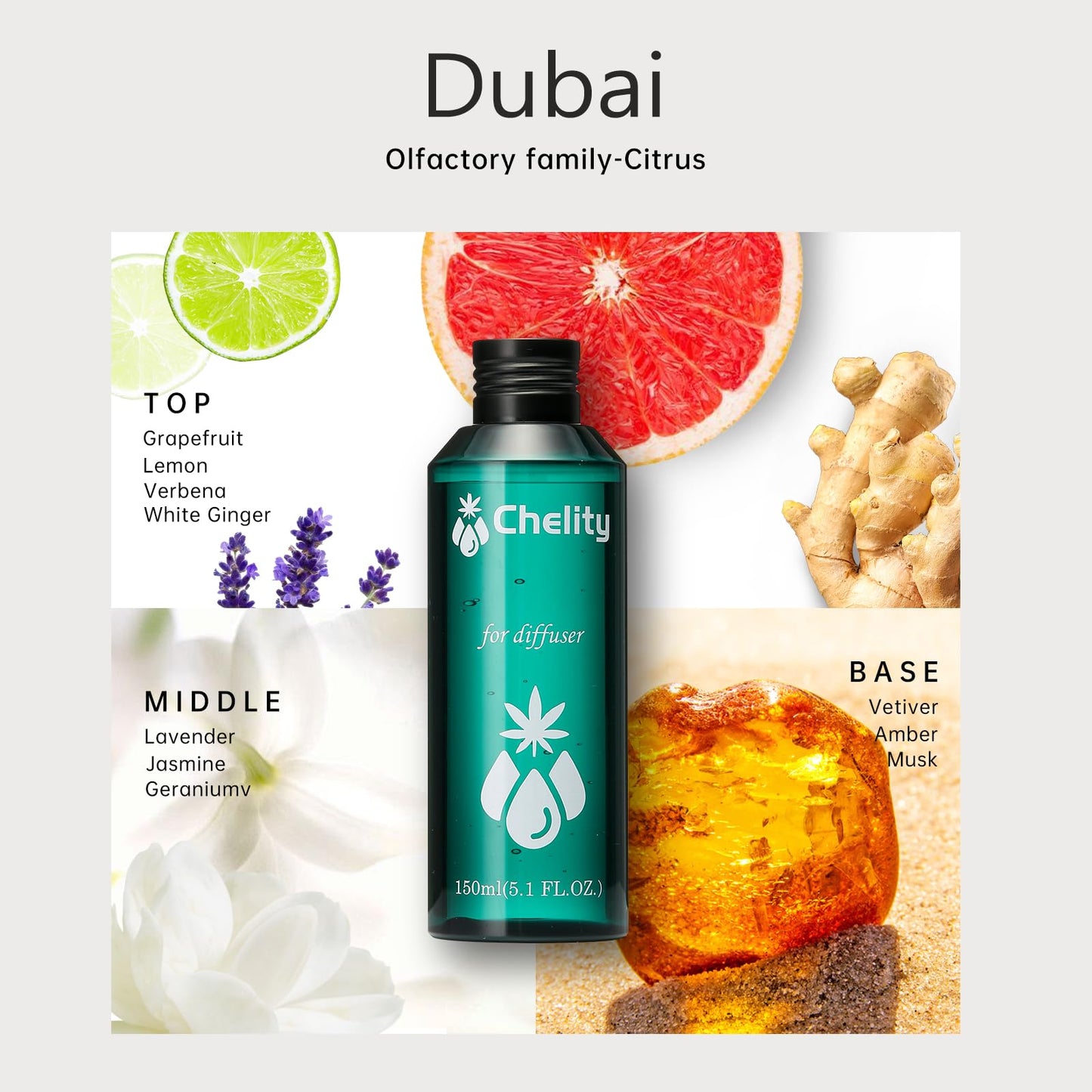 Chelity Hotel Scents Dubai Diffuser Oil – 5.1 Fl Oz (150 ml) | Luxury Home Aroma & Hotel Fragrance