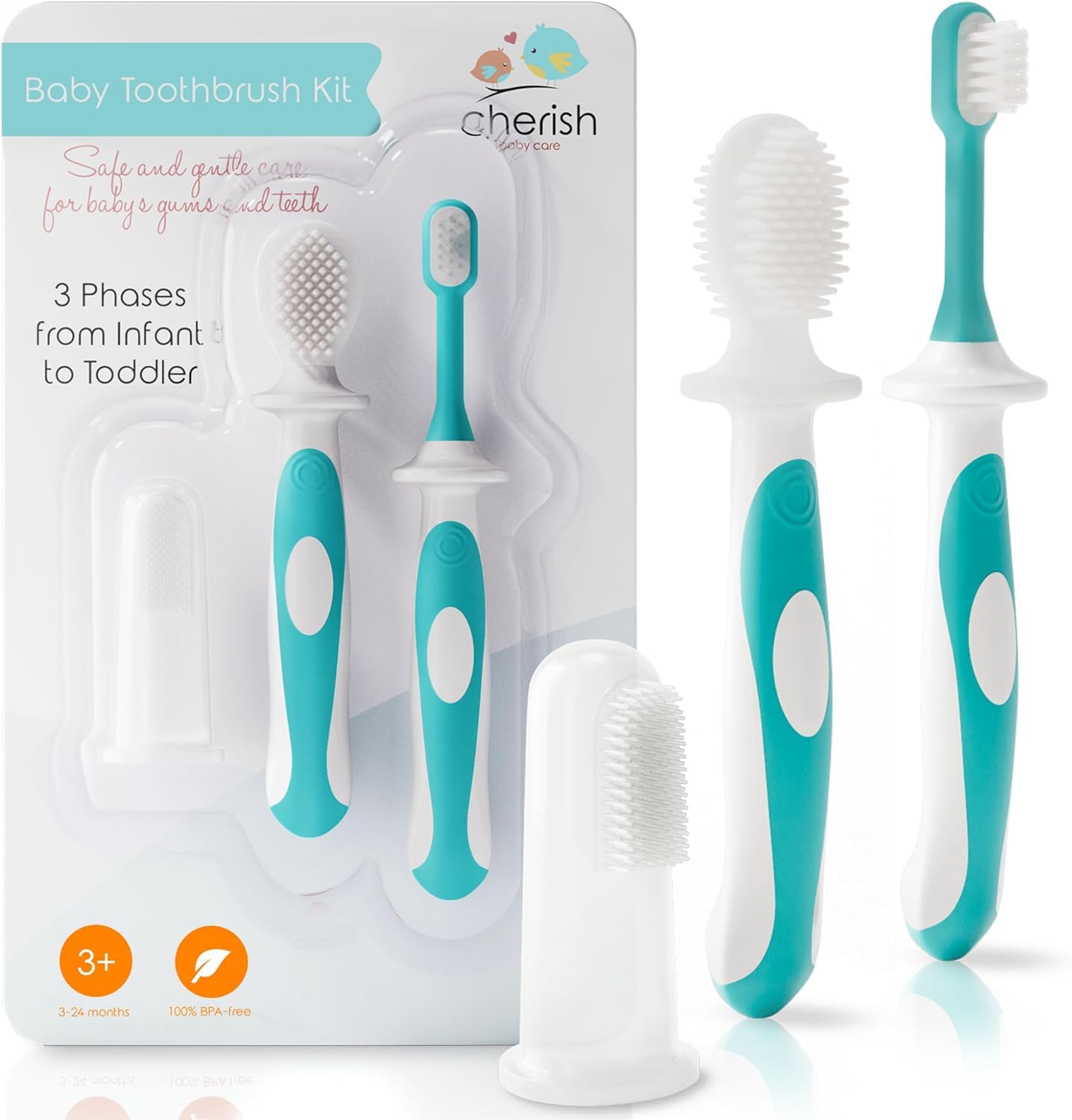 Cherish Baby Care Toothbrush Set (0-2y) - BPA-Free & Safety-Tested, 2023 Award Winner