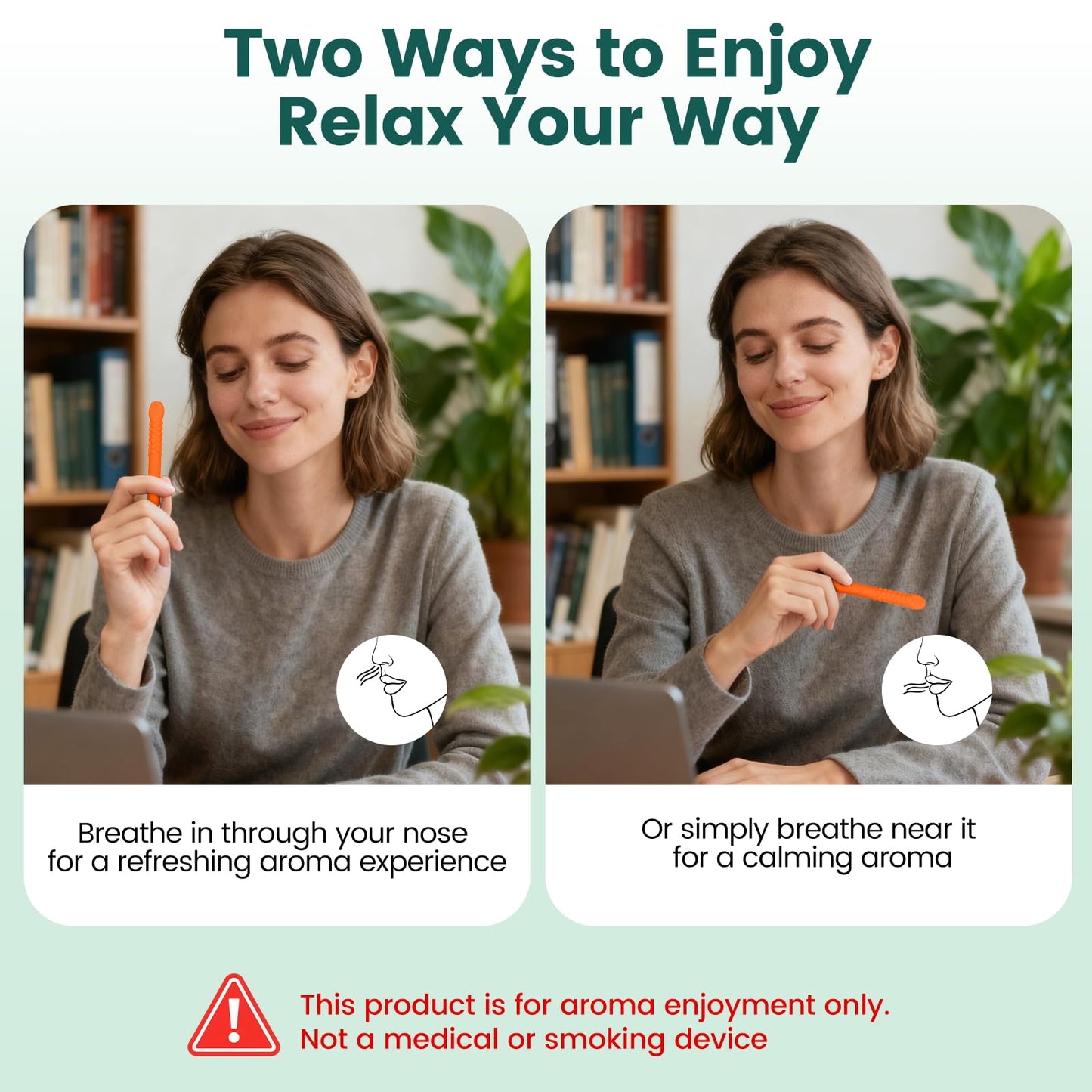 Chewable Silicone Aroma Sticks with Essential Oils for Stress Relief & Fresh Breath (Orange) – Improve Pen Biting & Smoking Habits