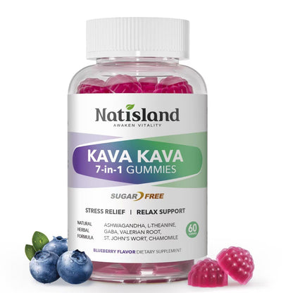 Chewable Kava Kava Gummies with Ashwagandha & L-Theanine – 60 Count, Sugar-Free & Vegan