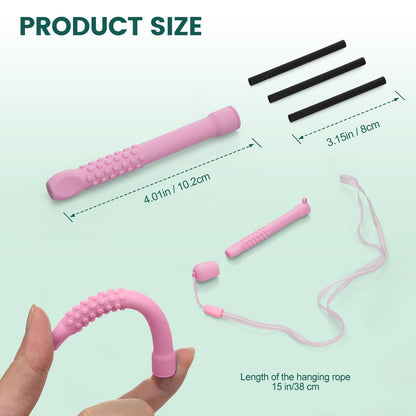 Chewable Silicone Aroma Sticks with Essential Oils – Stress Relief & Fresh Breath (Pink)