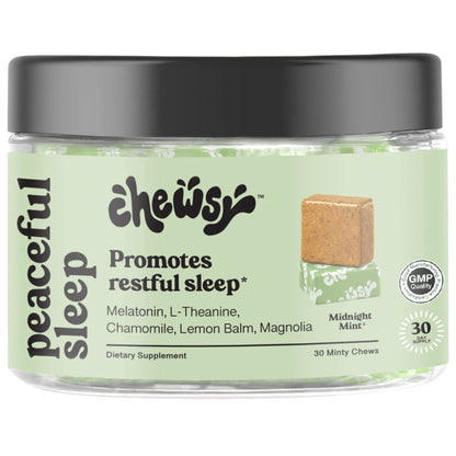Chewsy Peaceful Sleep Chews – Sleep Support with 3 mg Melatonin, 200 mg L-Theanine