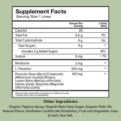 Chewsy Peaceful Sleep Chews – Sleep Support with 3 mg Melatonin, 200 mg L-Theanine