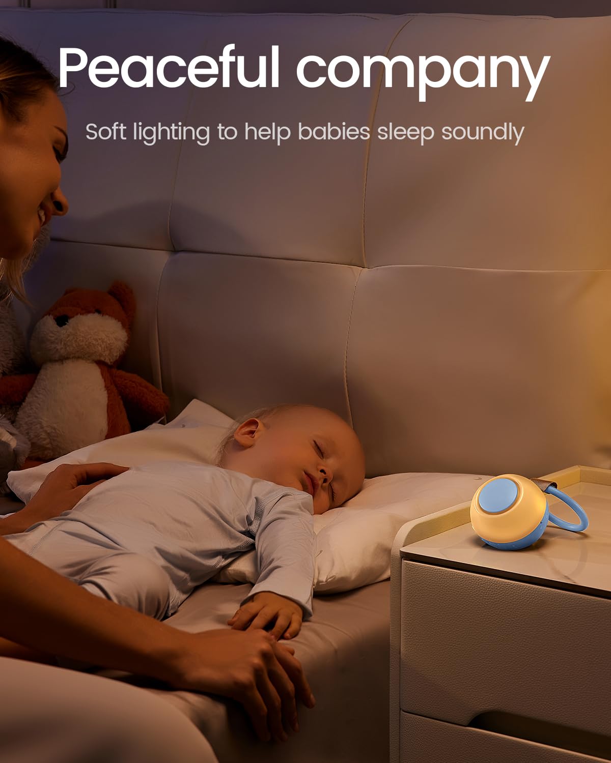 CHICWAY 2025 Mom's Choice Awards Portable White Noise Machine | AI Cry Detection, 18 Sounds, Bluetooth