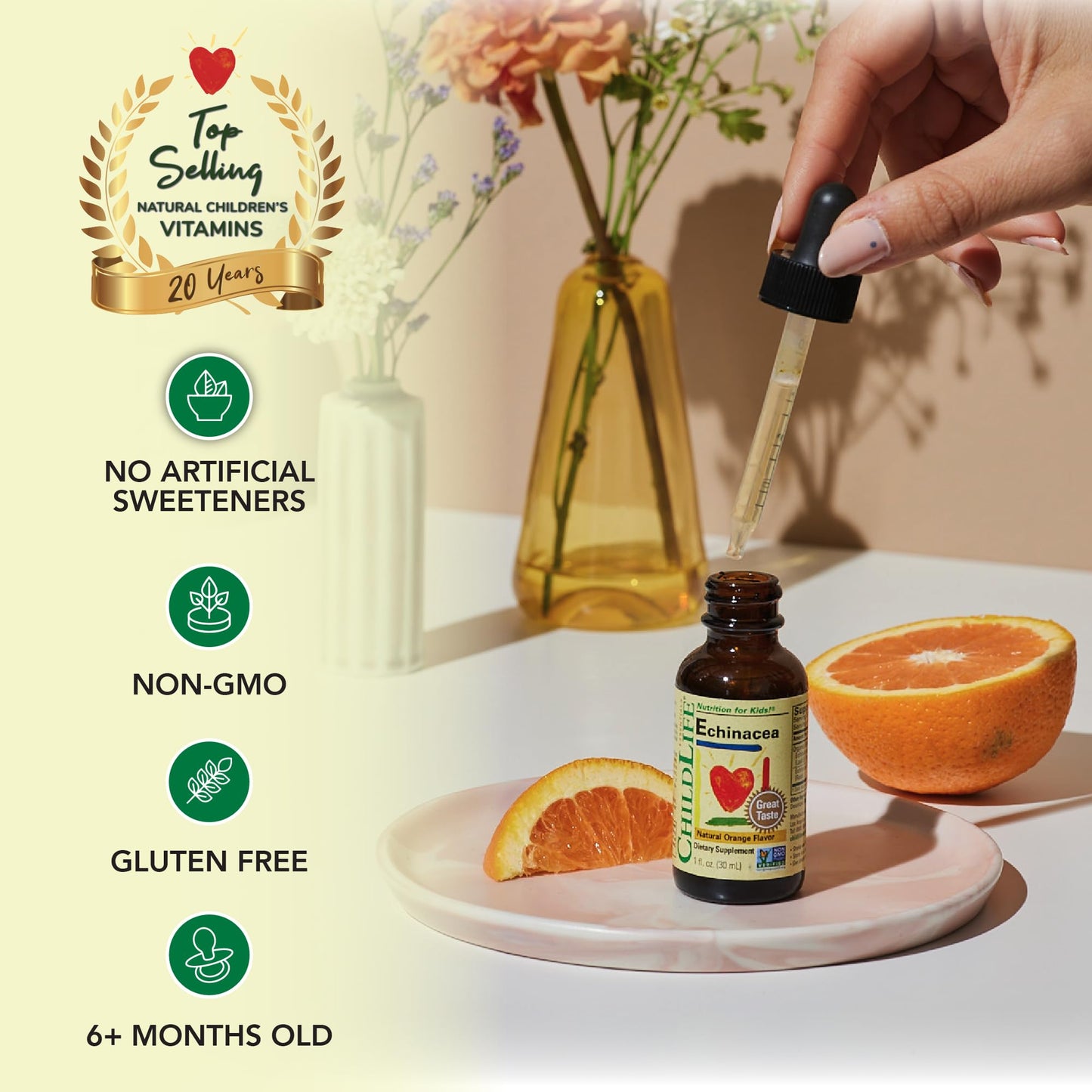 CHILDLIFE ESSENTIALS Echinacea for Kids – Alcohol-Free Immune Drops (Babies–Teens)
