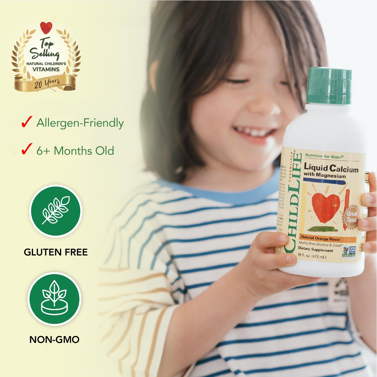 ChildLife Essentials Liquid Calcium for Kids — Orange Flavor with Magnesium, Zinc, and Vitamin D3 | 16 fl oz (4 Pack)