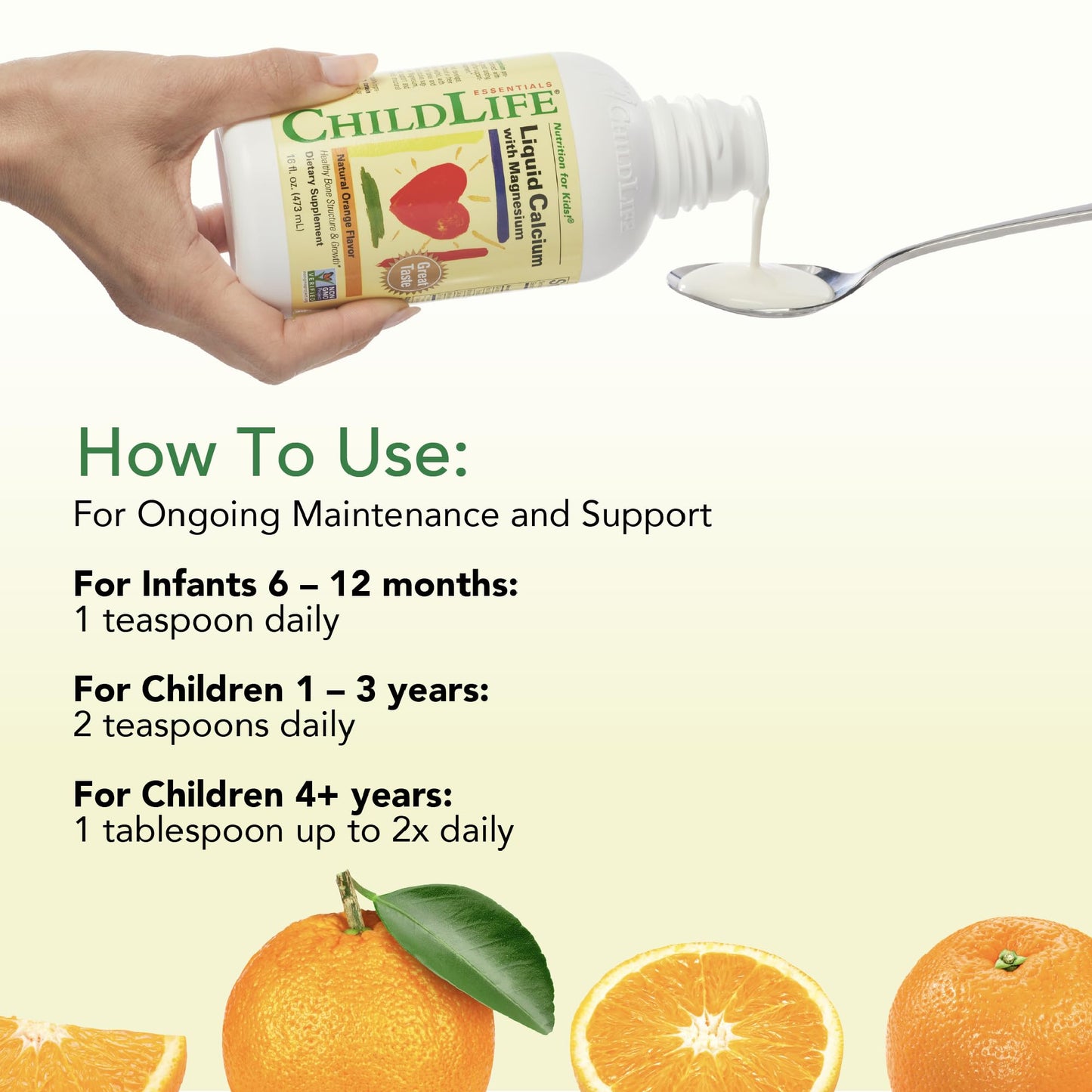 ChildLife Essentials Liquid Calcium for Kids with Magnesium, Zinc, and Vitamin D3 – Orange Flavor, 16 fl oz (3 Pack)