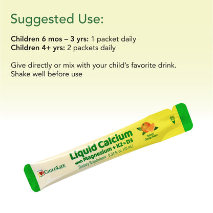 ChildLife Essentials Liquid Calcium for Kids – On-The-Go, Orange Flavor