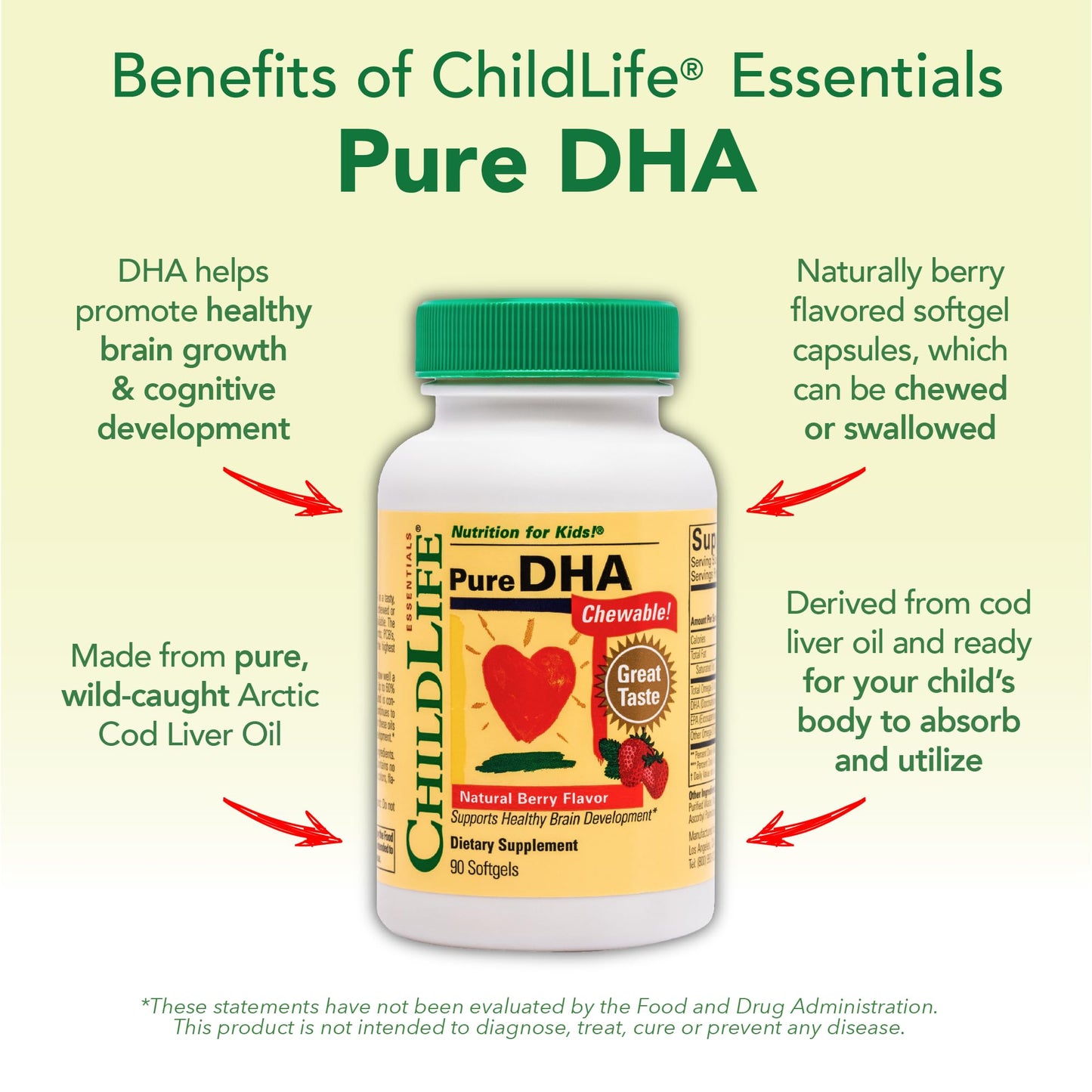 CHILDLIFE ESSENTIALS Pure DHA for Kids – DHA EPA Omega-3 for Brain Health (Pack of 3, 90 Softgels)